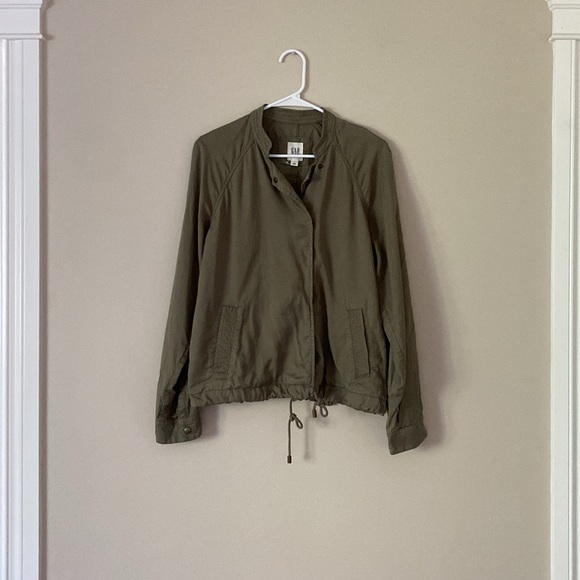 GAP Jacket Fall Green Zip-Up Lightweight Lyocell Medium Coat - Picture 5 of 14